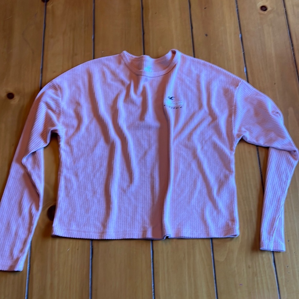 Hollister Pink Waffle Cropped Long Sleeve